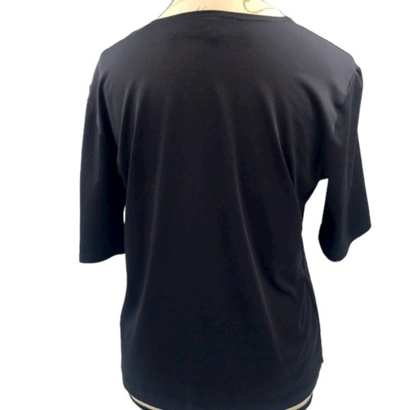 Kathie Lee Collection Black V-Neck Top Sz L - Picture 4 of 5